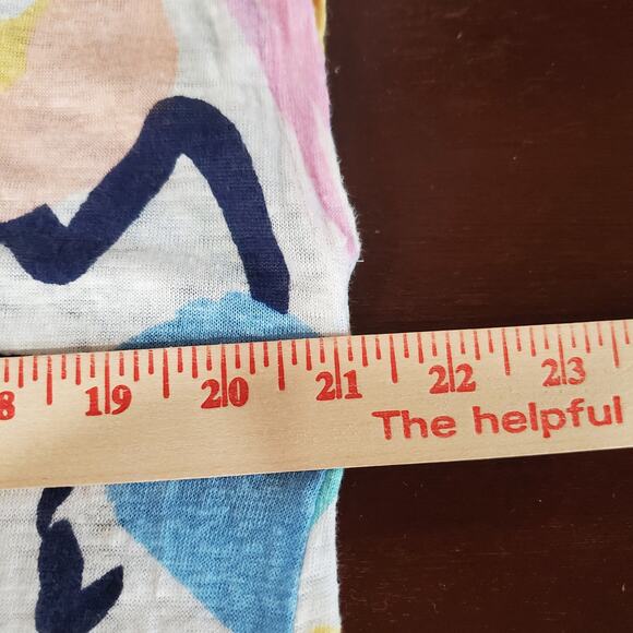 Rachel Zoe Womens 100% Linen Split Neck Short Sleeve Top Size XL Artsy Abstract - Picture 8 of 9